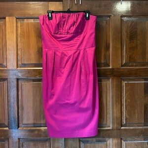 NWT Newport News Dress Women's Strapless Shirred Bust Hot Pink Size 10